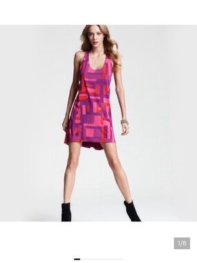 Alice + Olivia Fuchsia & Plum Geometric Sleeveless Mini Dress